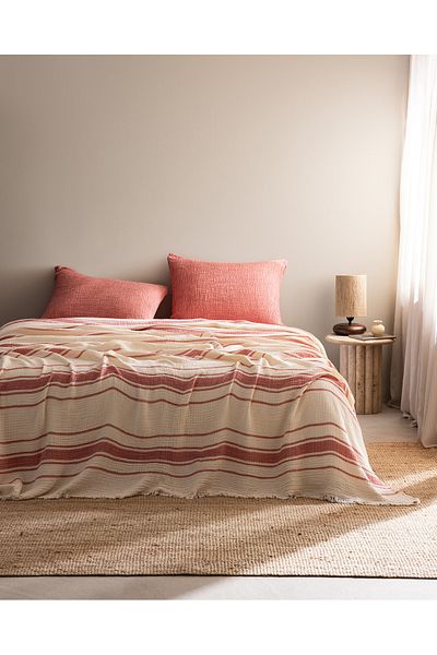 Madame Coco Clair Muslin Double 100% Cotton Pique Set - Ecru/Red