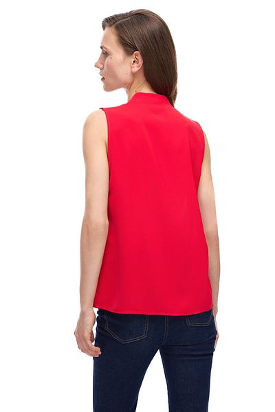 Perspective Farewell Regular Fit Zero Sleeve V-Neck Red Color Women's Blouse