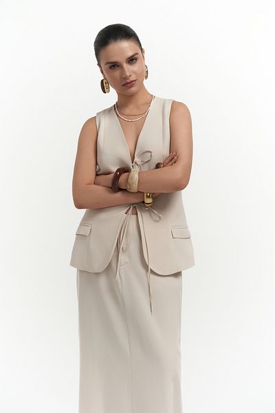MAİ COLLECTİON Korben Vest Skirt Stone Set