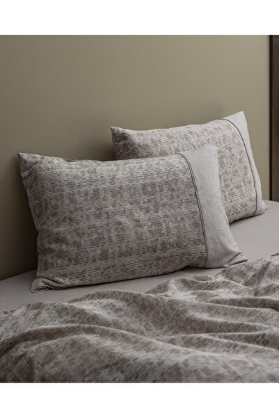 Madame Coco Petrus Double 100% Cotton Madame Coco Crep Printed Duvet Cover Set - Beige