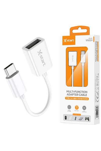 REDz Accessories Adaptor X-start Ypx024, tip C la USB, lungime 15 cm, transfer de date Otg, silicon, alb
