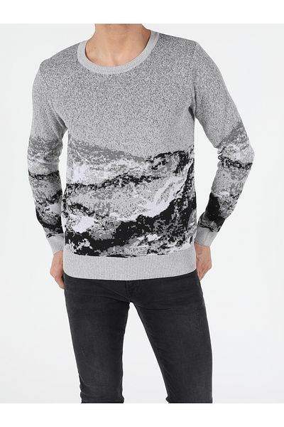 Colin's Regular Fit Round Neck Men's Gray Sweater