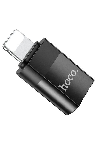 REDz Accessories Adaptor mini Hoco UA17, de la tip C la Lightning, compatibil cu iPhone, transfer de date și încărcare, negru