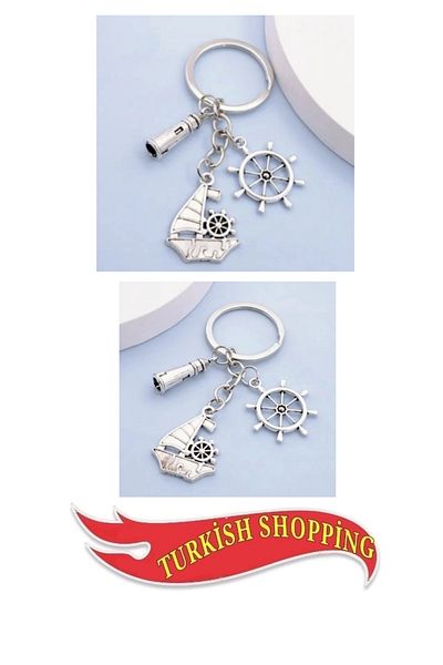 shop Zinc Alloy Fashion Ship Wheel Sailing Lantern Navigation Keychain
