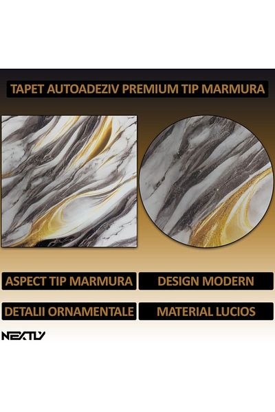 NEXTLY Set 10 X Tapet Autoadeziv Imitatie Marmura , Waterproof, Ajustabil, Adeziv Puternic, Usor