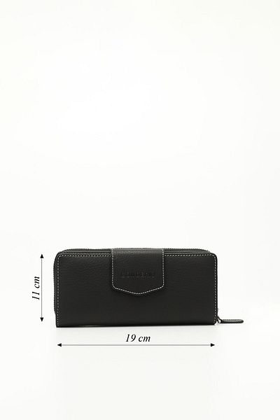 GÖNDERİ(R) Women/Girls Black to Anthracite Genuine Leather Wallet