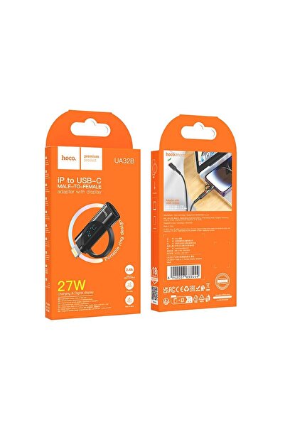 REDz Accessories Προσαρμογέας Hoco από βύσμα Lightning iPhone σε Type C, Ψηφιακή οθόνη, 2.4A, 27W, Μαύρο