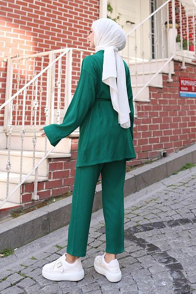 MİSSKAYLE Pocket Detailed Kimono Set Green