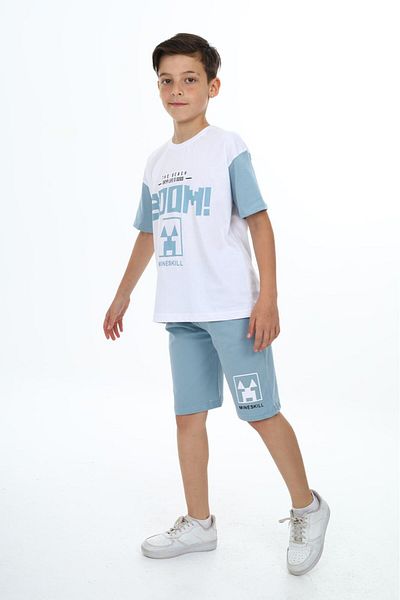 TRENDİMİZBİR Set de pantaloni scurți cu mânecă scurtă cu imprimeu Boom pentru băiat