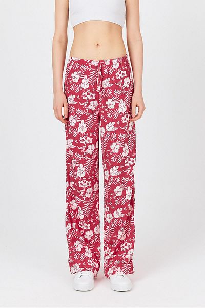 Rays Fuchsia Elastic Waist Patterned Trousers 4725A
