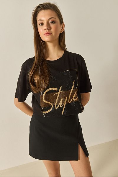 Bianco Lucci Women's Style Written Stone Printed Comfortable Fit Cotton T-Shirt 1610 60283282