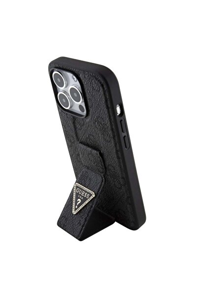 Guess Θήκη για iPhone 15 Pro, Βάση στήριξης 4G με τριγωνικό στρας, Guess - Μαύρη