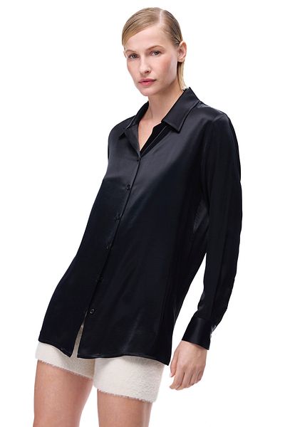 Perspective Safira Mucegai Confortabil Dimensiune Standard Maneca False Guler Camasa Neagra