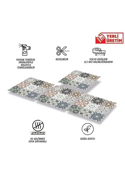 TİNK Kendinden Yapışkanlı Kimono Desenli Pvc Karo 30x30 Cm (33 Adet) 3m2