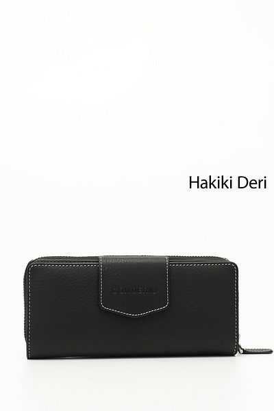 GÖNDERİ(R) Women/Girls Black to Anthracite Genuine Leather Wallet