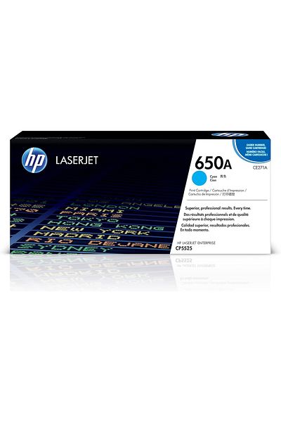 HP 650A Hewlett Packard Original LaserJet Colour Sphere Toner Cartridge, Cyan - CE271A