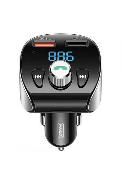REDz Accessories Încărcător auto cu modulator FM, Joyroom JR-CL02, BT 5.0, USB dual 18W, butoane de control, negru