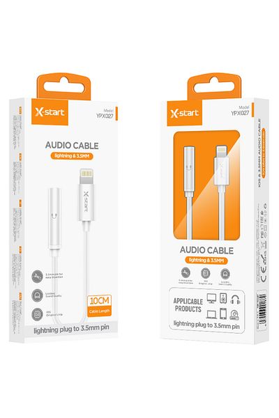 REDz Accessories Adaptor jack audio la Lightning, X-Start YPX027, lungime 10 cm, silicon, alb