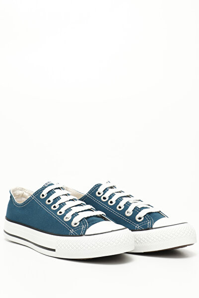 GÖNDERİ(R) Women / Girls Petrol Blue Heart Lace-Up Women's Linen Casual Sports Flat Sole Sneaker 35222