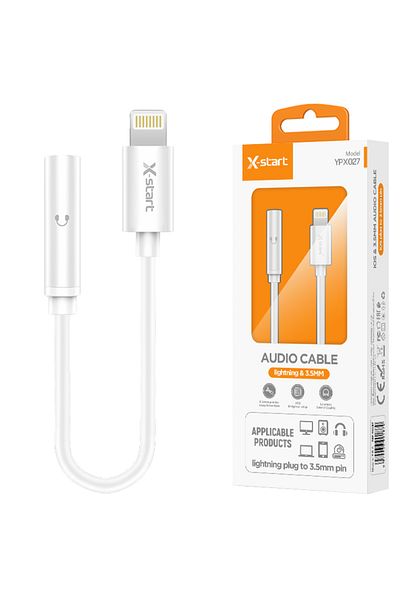 REDz Accessories Adaptor jack audio la Lightning, X-Start YPX027, lungime 10 cm, silicon, alb