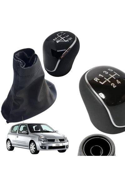 ZETOTO Renault Clio 2 Hatchback Case Leather Covering Gear Shift Knob and Gaiter Set