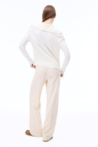 Perspective Seras Comfortable Fit Long Length Wide Leg Beige Color Women's Trousers