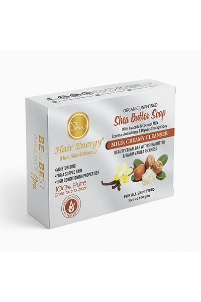 Hair Energy Organic Unrefined Shea Butter Soap | Avocado & Coconut Milk | for All Skin Types | 100g