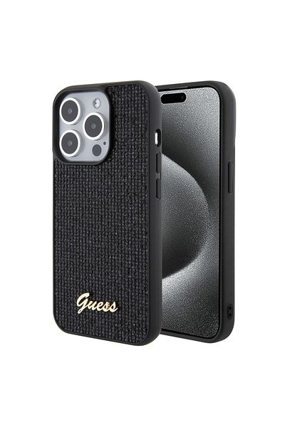 Guess Carcasă pentru iPhone 15 Pro, Logo Disco Metal, Guess, Negru