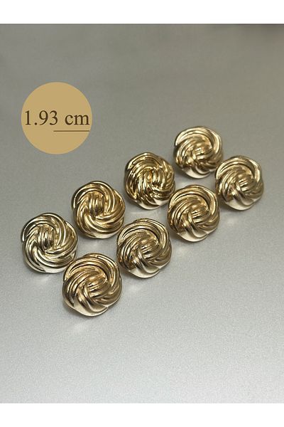 aensia Gold Gold Twist Yumak Model 1.93 cm Metal Blazer Shirt Button 32 Size Button - Pack of 8 Buttons