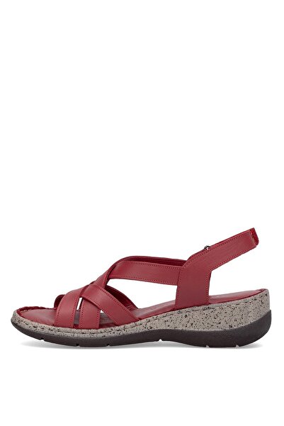Mammamia D25Ys-2865 Women's Genuine Leather Flat Sandals Red