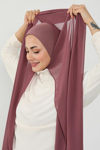 Aisha's Design شال شيفون عملي مع نسيج داخلي من القطن الممشط، PS-53