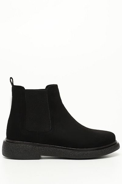 GÖNDERİ(R) Women / Girls Black Suede Round Toe Women's Daily Chelsea Boots 35532