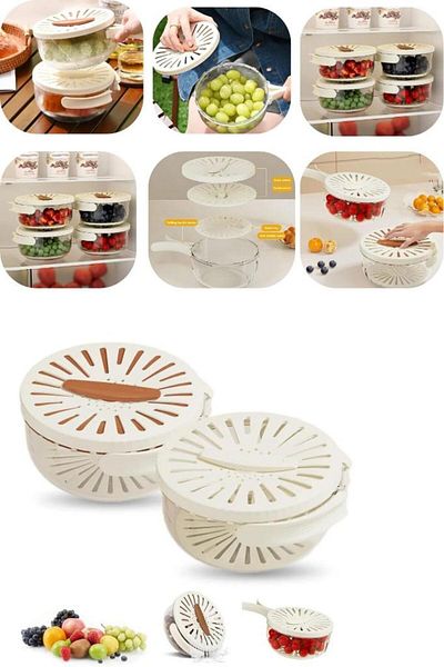 Piev Vegetable and Fruit Washing Storage Container with Handles and Strainer