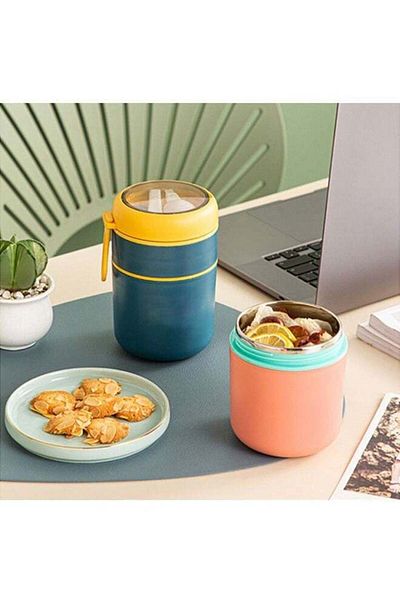 fulina 710ml multifunctional double-layer lunch box, heat preservation and leak-proof, easy to clean, blue