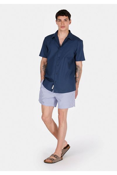Colin's Мъжки тъмносини бански шорти Slim Fit на райета