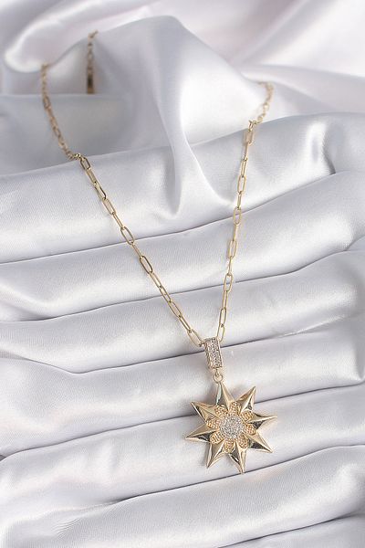 Skygo 316L Steel Gold Color Zircon Stone Polar Star Model Women's Necklace - Tj-Bko9532