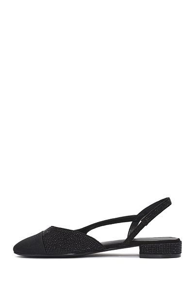 Derimod Women's Black Open Back Stone Ballerinas 25Sfe402614