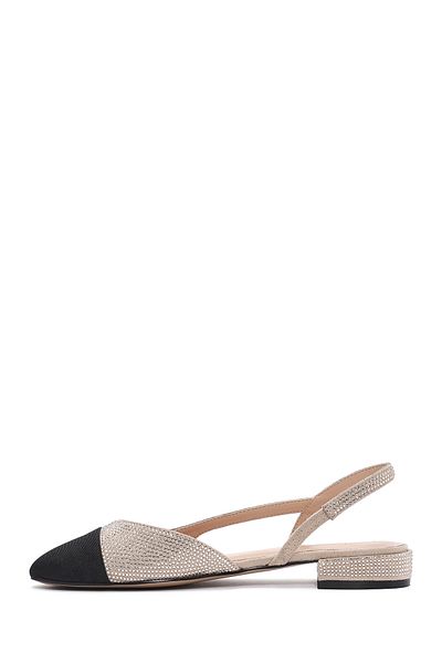 Derimod Women's Beige Open Back Stone Ballerinas 25Sfe402614