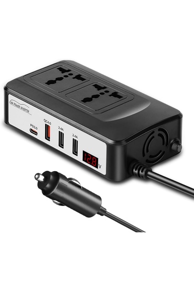 ET-LIFE محول طاقة للسيارة بقوة 200 واط، من تيار مستمر 12/24 فولت إلى تيار متر...