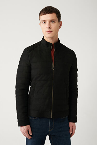 Avva Erkek Siyah Comfort Fit Dik Yaka Kapitone Elyaflı İnce Mont A32Y6097