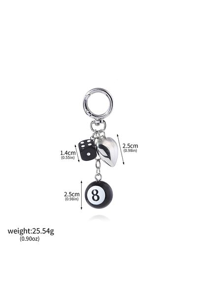 Choice K00900-02 سلسلة مفاتيح بلياردو سوداء على شكل نرد هيب هوب محظوظ Y2K قلادة حقيبة سحر مجوهرات بانك رائعة
