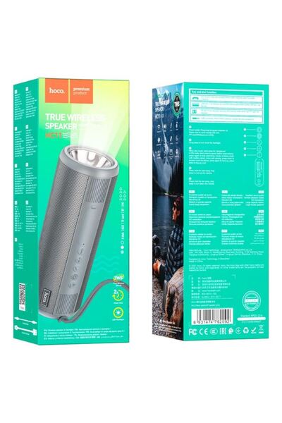 REDz Accessories Φορητό ηχείο με φακό, Hoco HC11 Bora, χωρητικότητας 1200mAh, Bluetooth 5.0, γκρι