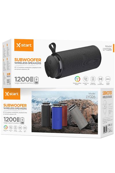 REDz Accessories Bluetooth Speaker, X-Start LY026 Wireless Speaker, 1200mAh Capacity, RGB Light, Black