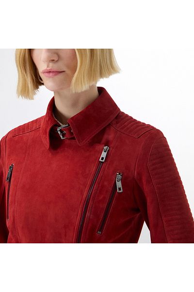 Desa Women's Red Suede Leather Jacket