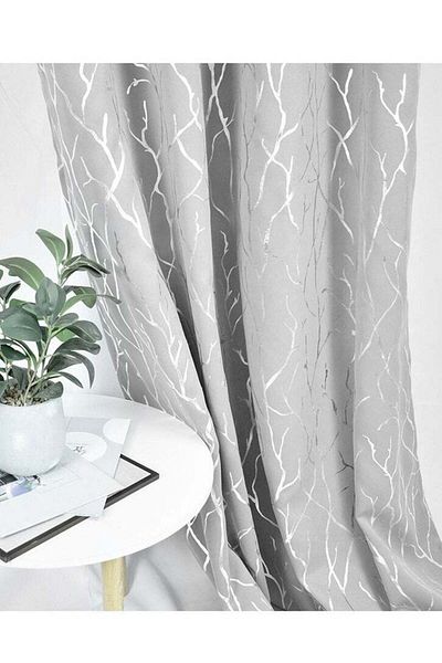 COOYA 2-pack printed blackout curtains,comfortable breathable fabric,easy care,hand wash,132*243cm,gray
