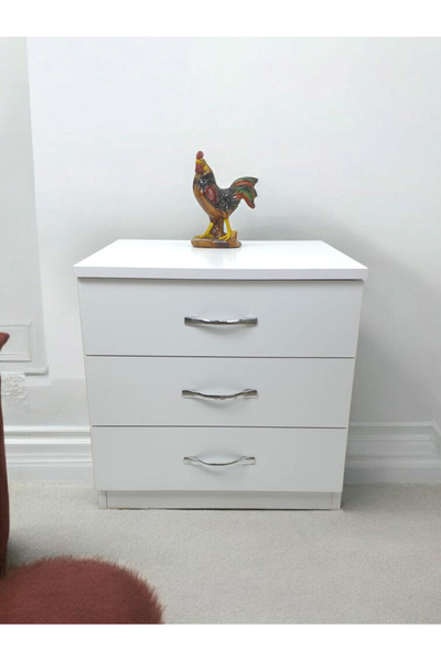 ADIM EBATLAMA 3 Çekmeceli Komodin- Beyaz