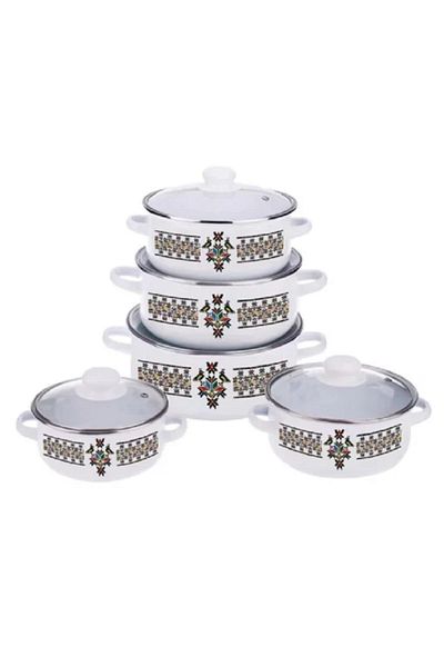 OEM 10-piece enameled cooking set, induction base, Traditional model, Oti