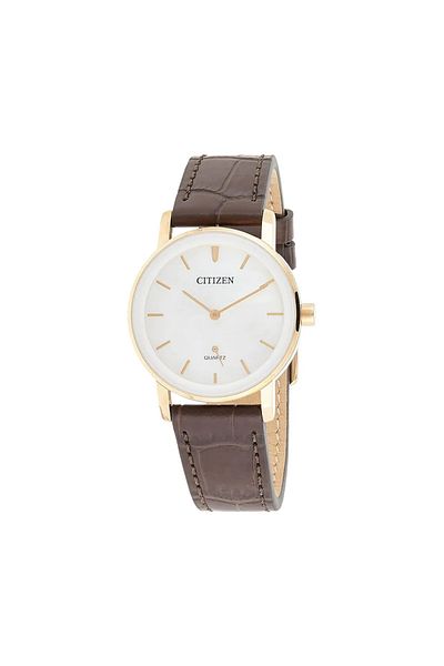 Citizen Women’s Analogue Quartz Movement Watch with Stainless Steel Case and Leather Bracelet