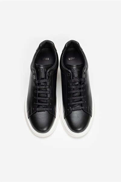 BOSS Erkek Marka Logolu Bağcıklı Kaydırmaz Tabanlı Günlük Siyah Sneaker 50497887-001