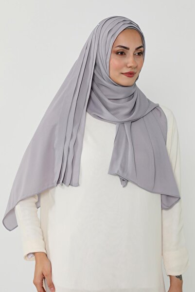 Aisha's Design Πλισέ σάλι από κρεπ με χτενισμένο βαμβάκι, PS-47, Γκρι